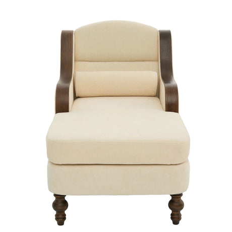 Beige Chenille Upholstered Wide Seat Lounge Chair - Omega Lifestyles
