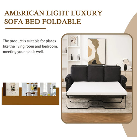 Modern Linen 2-in-1 Sleeper Sofa Bed With Memory Foam Mattress - Omega Lifestyles