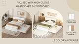 Modern Full White High Gloss Bed Frame With Trundle - Omega Lifestyles