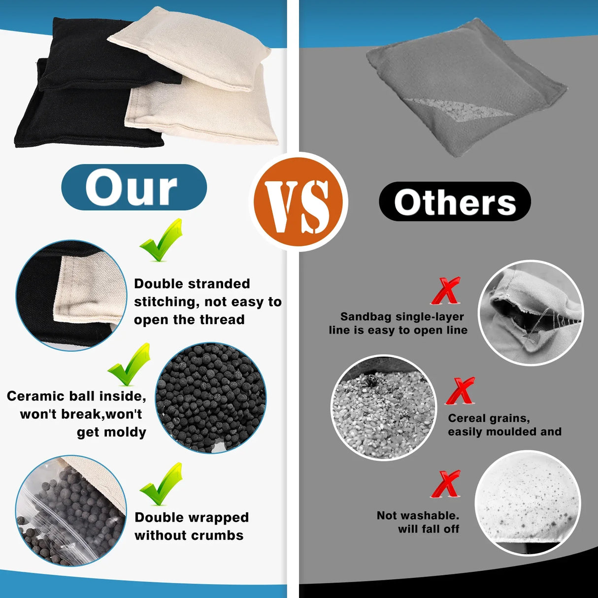 Solid Wood Tailgate Size Cornhole Set With Bean Bags - Omega Lifestyles