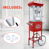 Vintage-Style Stainless Steel Movie Theater Popcorn Machine With Cart - Omega Lifestyles