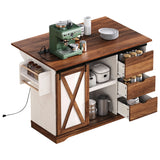 Farmhouse Sliding Barn Door Kitchen Island Cart - Omega Lifestyles
