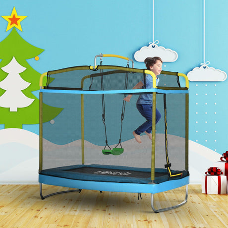 3-in-1 Kids Trampoline With Enclosure Swing Gymnastics Bar - Omega Lifestyles