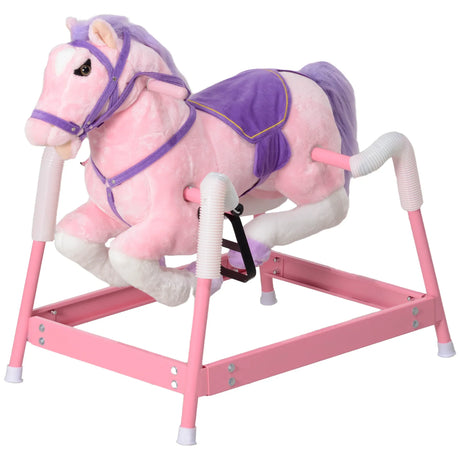 Plush Spring Rocking Horse With Sounds And Saddle - Omega Lifestyles