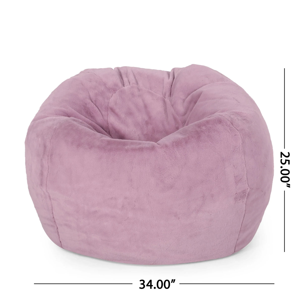 Lavender Faux Fur Foam Filled Rounded Bean Bag Chair - Omega Lifestyles