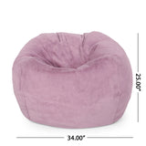 Lavender Faux Fur Foam Filled Rounded Bean Bag Chair - Omega Lifestyles