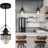 Industrial Vintage Metal Cage Dimmable Pendant Light