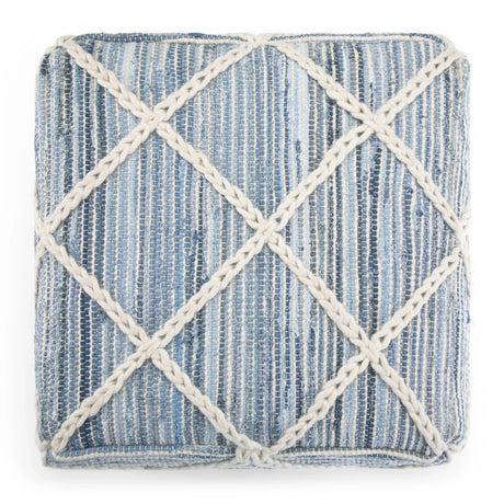 Square Fabric Pouf Ottoman With Diamond Stitching - Omega Lifestyles