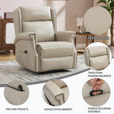 Beige Faux Leather Manual Recliner Chair With Massage - Omega Lifestyles