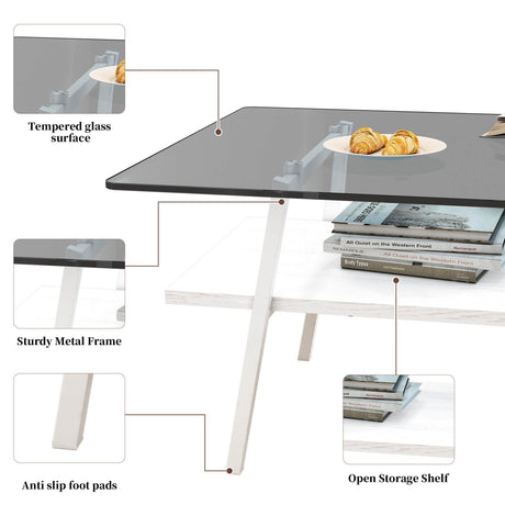 Set Of 3 Modern Tempered Glass Coffee End Tables - Sleep Galleria