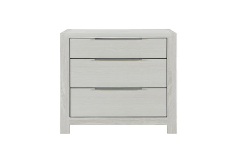 Beige Synthetic Wood Nightstand With Three Drawers - Omega Lifestyles