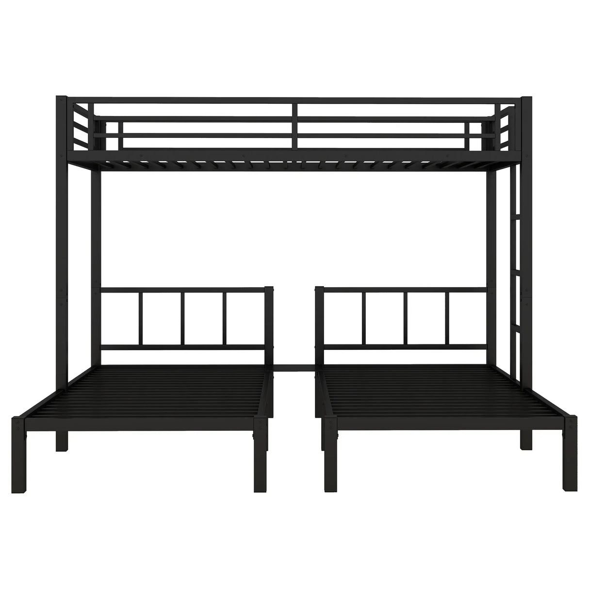 Metal Twin Over Twin Triple Bunk Bed With Guardrails - Omega Lifestyles