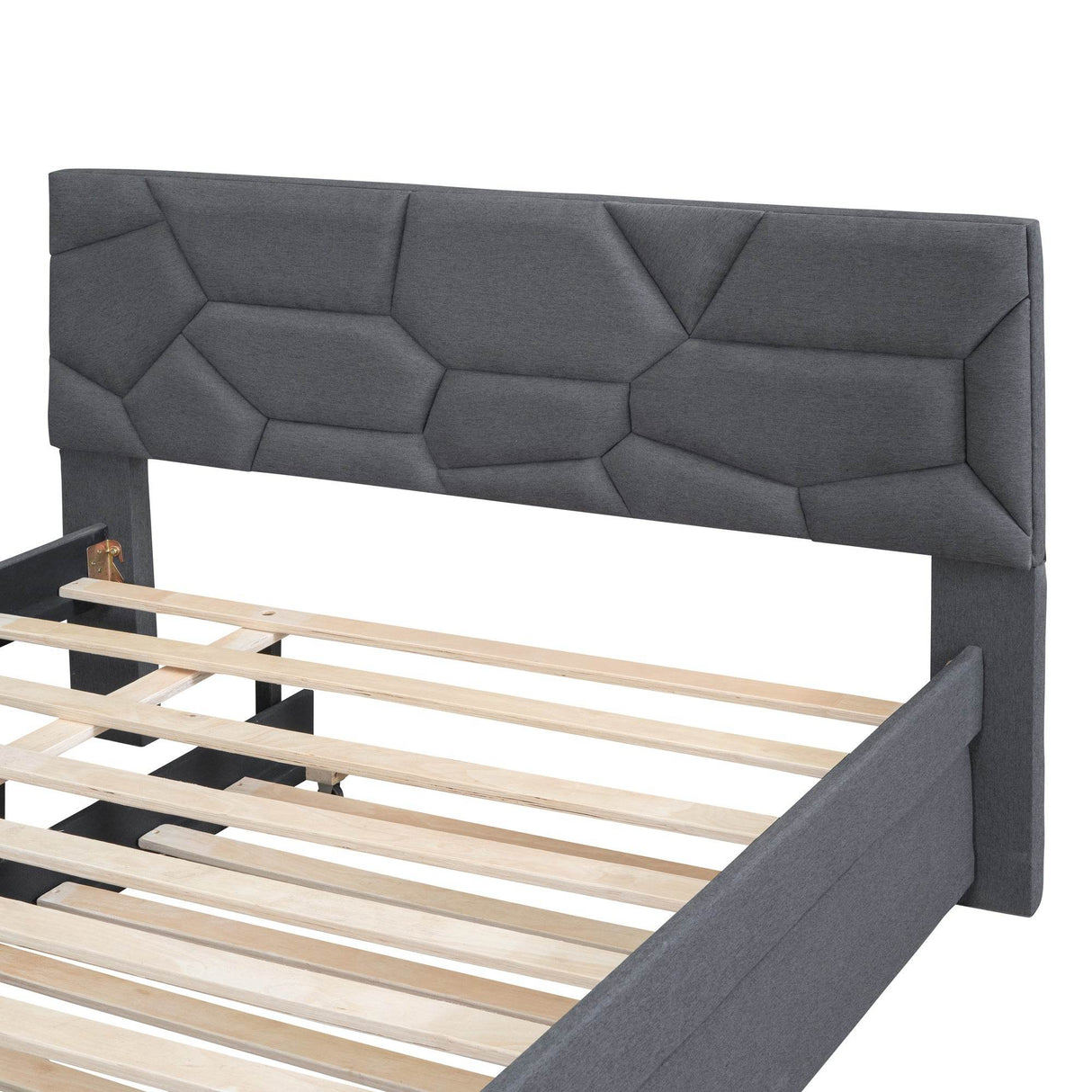 Full Upholstered Platform Bed With Twin Trundle - Omega Lifestyles