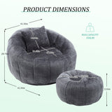 Chenille Foam Filled Pumpkin Shape Lazy Sofa with Ottoman - Omega Lifestyles