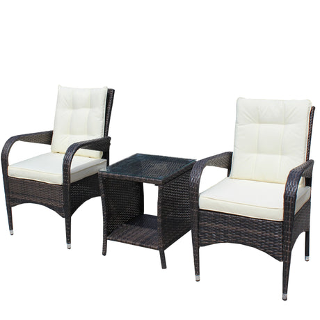 3-Piece Brown Rattan Outdoor Patio Furniture Set - Omega Lifestyles