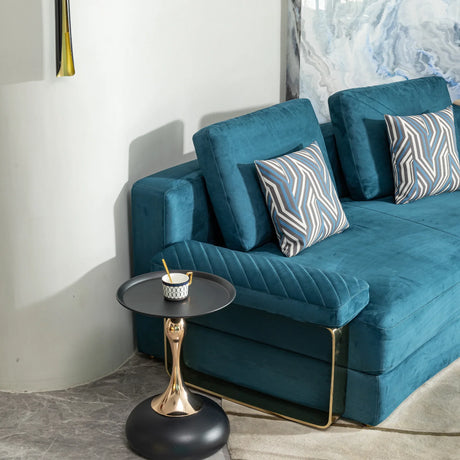 Modern Black Carbon Steel Round Side Table 15x15x21 Inch - Omega Lifestyles