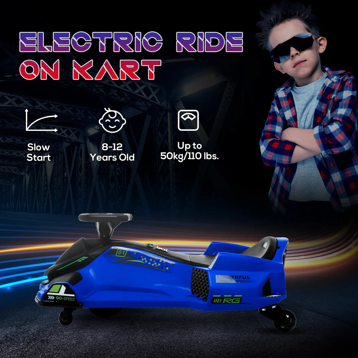Electric Kid Drift Go Kart With Music And Lights - Omega Lifestyles