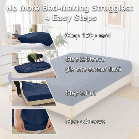 Waterproof Ultrasonic Quilted Cotton Fitted Sheet Queen - Sleep Galleria