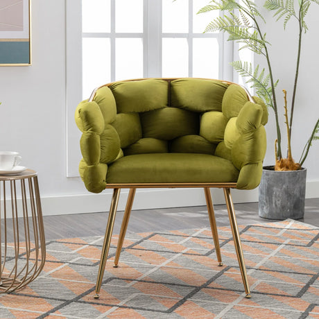 Olive Green Velvet Knitted Backrest Accent Chair - Omega Lifestyles