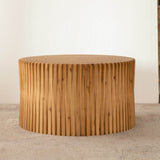 Vintage Style Natural Wood 2-Piece Round Coffee Table Set - Sleep Galleria
