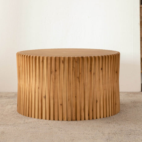 Vintage Style Natural Wood 2-Piece Round Coffee Table Set - Sleep Galleria