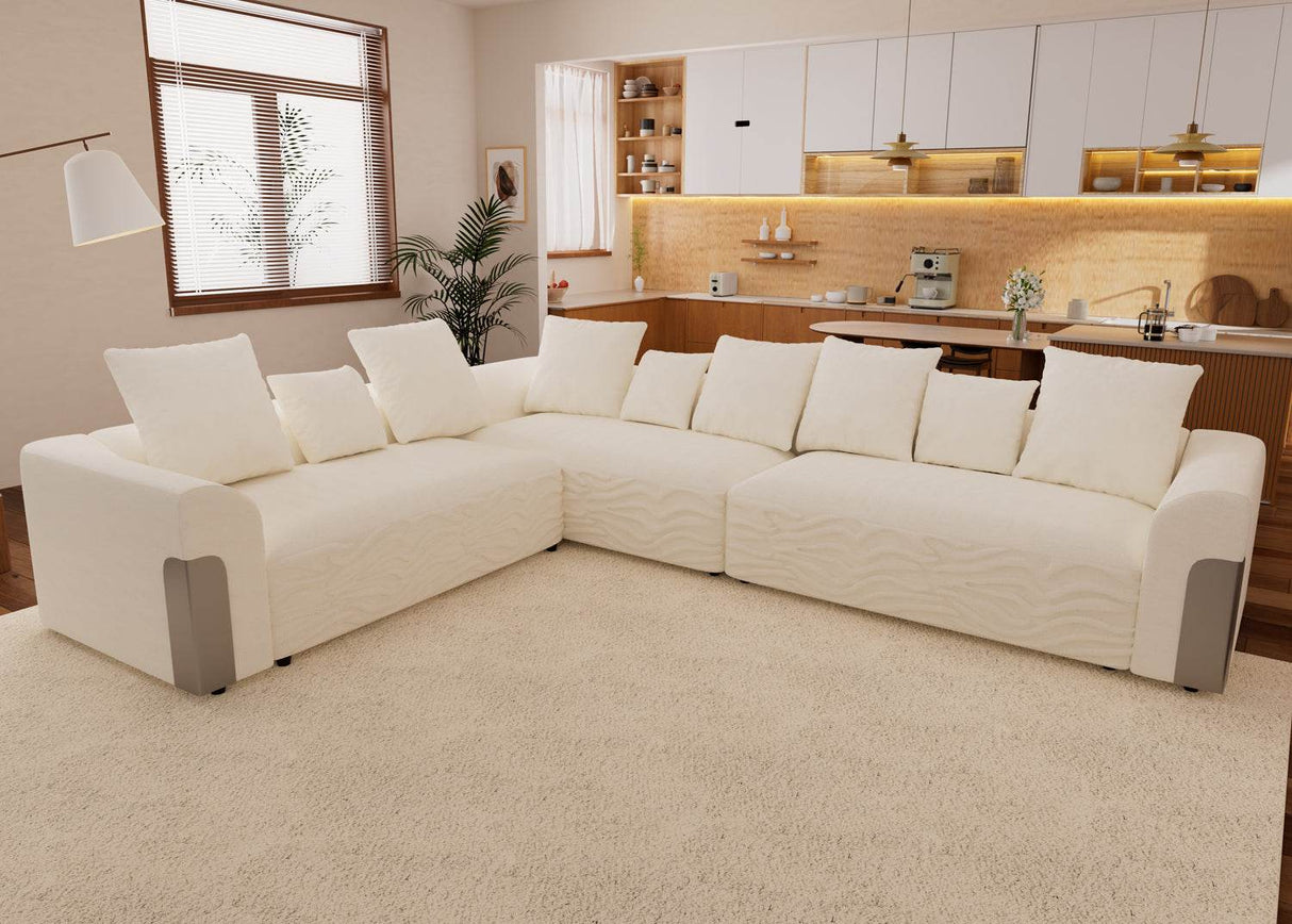 Oversized Modular Sectional Sofa With Chenille Fabric Cushions - Omega Lifestyles