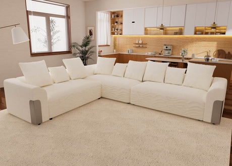 Oversized Modular Sectional Sofa With Chenille Fabric Cushions - Omega Lifestyles