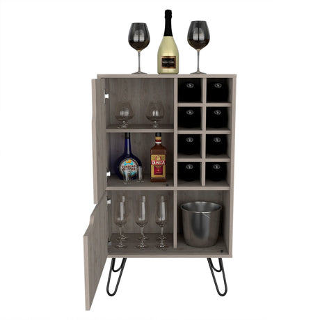 Light Grey Particle Board Liquor Cabinet With Steel Legs - Omega Lifestyles