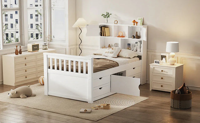 Twin Captain Platform Bed Frame With Storage Drawers - Omega Lifestyles