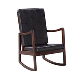 Dark Brown Faux Leather Rocking Chair With Cushion - Omega Lifestyles