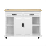 47-Inch Extendable Rubber Wood Veneer Kitchen Island - Omega Lifestyles