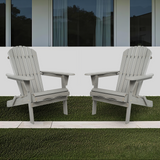 Set Of 2 Foldable Solid Cedar Wood Embossed Adirondack Chairs