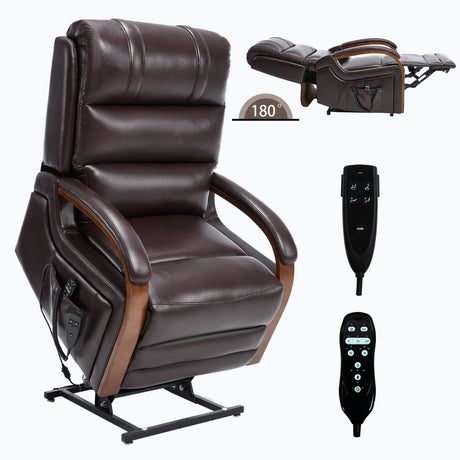 Power Lift Recliner Chair Faux Leather Massage Heat - Omega Lifestyles