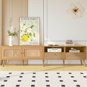 Boho Farmhouse Solid Wood TV Stand Cabinet - Omega Lifestyles