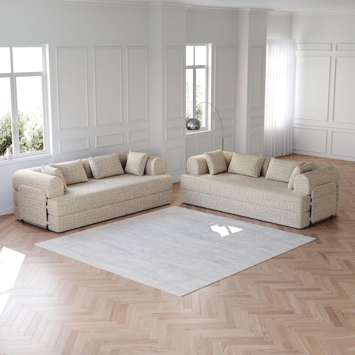 Convertible Chenille Foam 4-Seat Folding Sleeper Sofa Bed Set - Omega Lifestyles