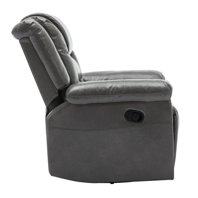 Grey PU Manual Reclining Rocking Swivel Recliner Chair - Omega Lifestyles
