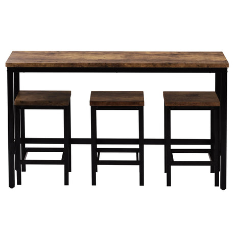 4-Piece Extra Long Counter Height Metal Frame Dining Table Set - Omega Lifestyles