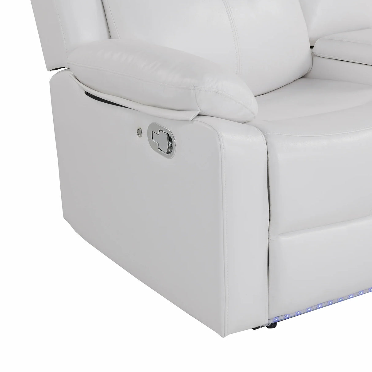 White Upholstered Medium Firm LED Glider Recliner Chair - Omega Lifestyles