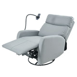 Modern Blue Gray PU Swivel Rocker Recliner Chair - Omega Lifestyles