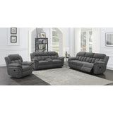 Charcoal Upholstered Glider Recliner With Cushioned Arms - Omega Lifestyles