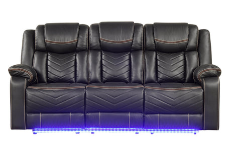 Modern Power Reclining Faux Leather Sofa With USB Ports - Omega Lifestyles