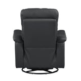 Black Genuine Leather Swivel Glider Reclining Chair - Omega Lifestyles