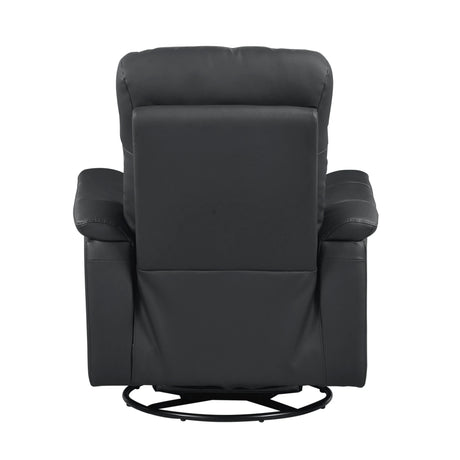 Black Genuine Leather Swivel Glider Reclining Chair - Omega Lifestyles