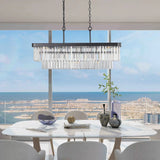 Adjustable Rectangular Iron Crystal Chandelier Lighting Fixture - Omega Lifestyles