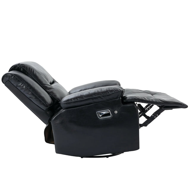 Manual Black Leather Gel Recliner Chair With LED Light Strip - Omega Lifestyles