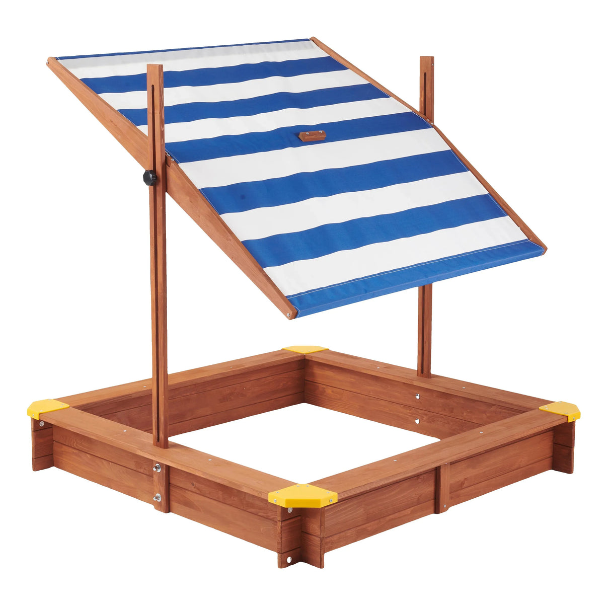 Wooden Kids Sandbox With Adjustable Canopy And Black Liner - Omega Lifestyles