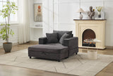 Dark Gray Corduroy Chaise Lounge Chair With Ottoman - Omega Lifestyles
