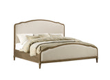 King Brown Solid Wood Upholstered Bed Frame