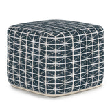 Hand Woven Blue White Fabric Square Pouf Stool - Omega Lifestyles