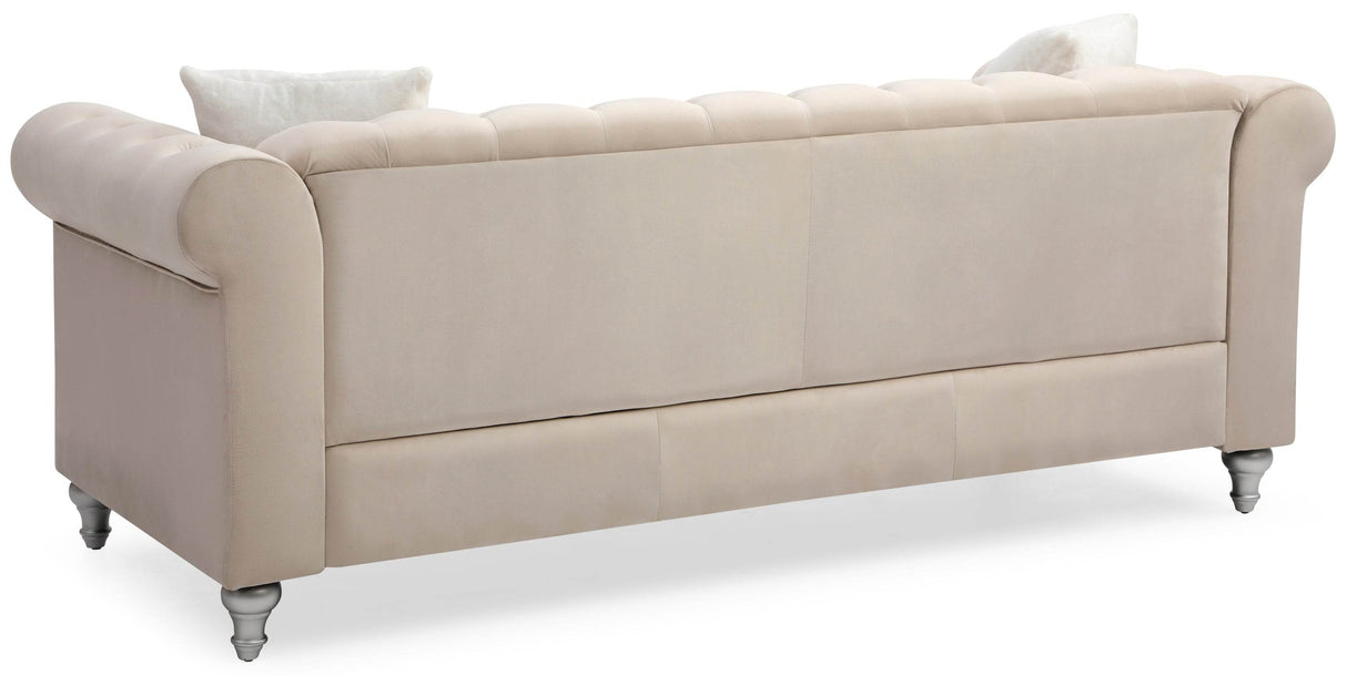 Velvet Foam Filled Tufted Three-Seat Sofa - Omega Lifestyles
